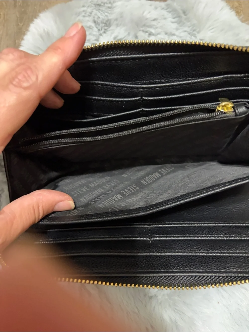 Steve Madden Black Wristlet Wallet with Gold Accent